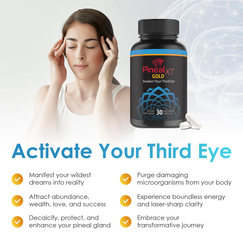 Nutraville Pineal XT Gold - Pineal Gland Supplement - Third Eye Awakening - Focus and Memory Supplement for Brain - 7 Powerful Ingredients Decalcify, Detox, and Activate Your Pineal Gland, 2 Pack - TrustMedUSA