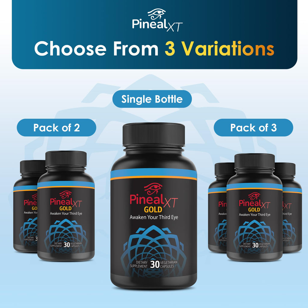 Nutraville Pineal XT Gold - Pineal Gland Supplement - Third Eye Awakening - Focus and Memory Supplement for Brain - 7 Powerful Ingredients Decalcify, Detox, and Activate Your Pineal Gland, 2 Pack - TrustMedUSA