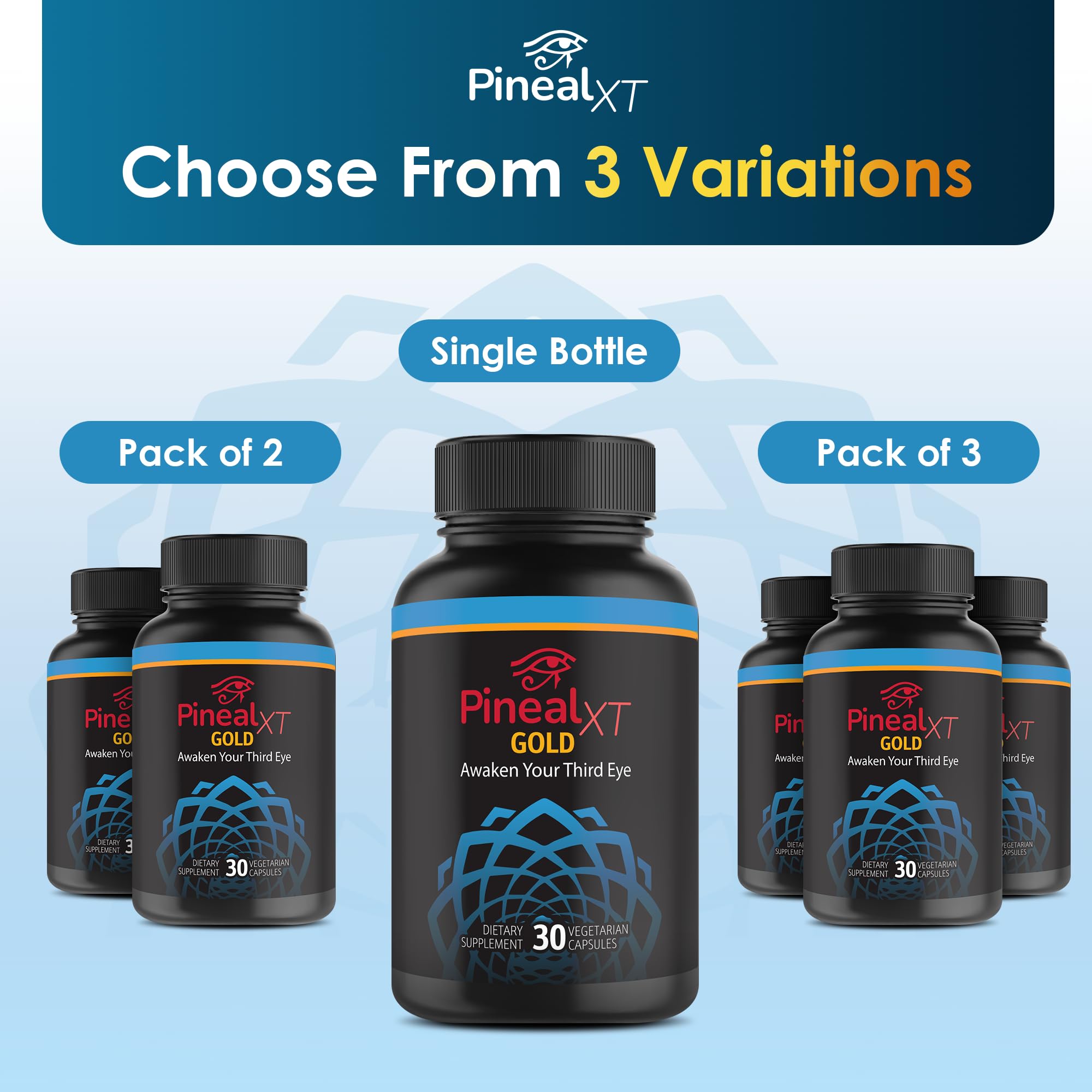 Nutraville Pineal XT Gold - Pineal Gland Supplement - Third Eye Awakening - Focus and Memory Supplement for Brain - 7 Powerful Ingredients Decalcify, Detox, and Activate Your Pineal Gland, 2 Pack - TrustMedUSA