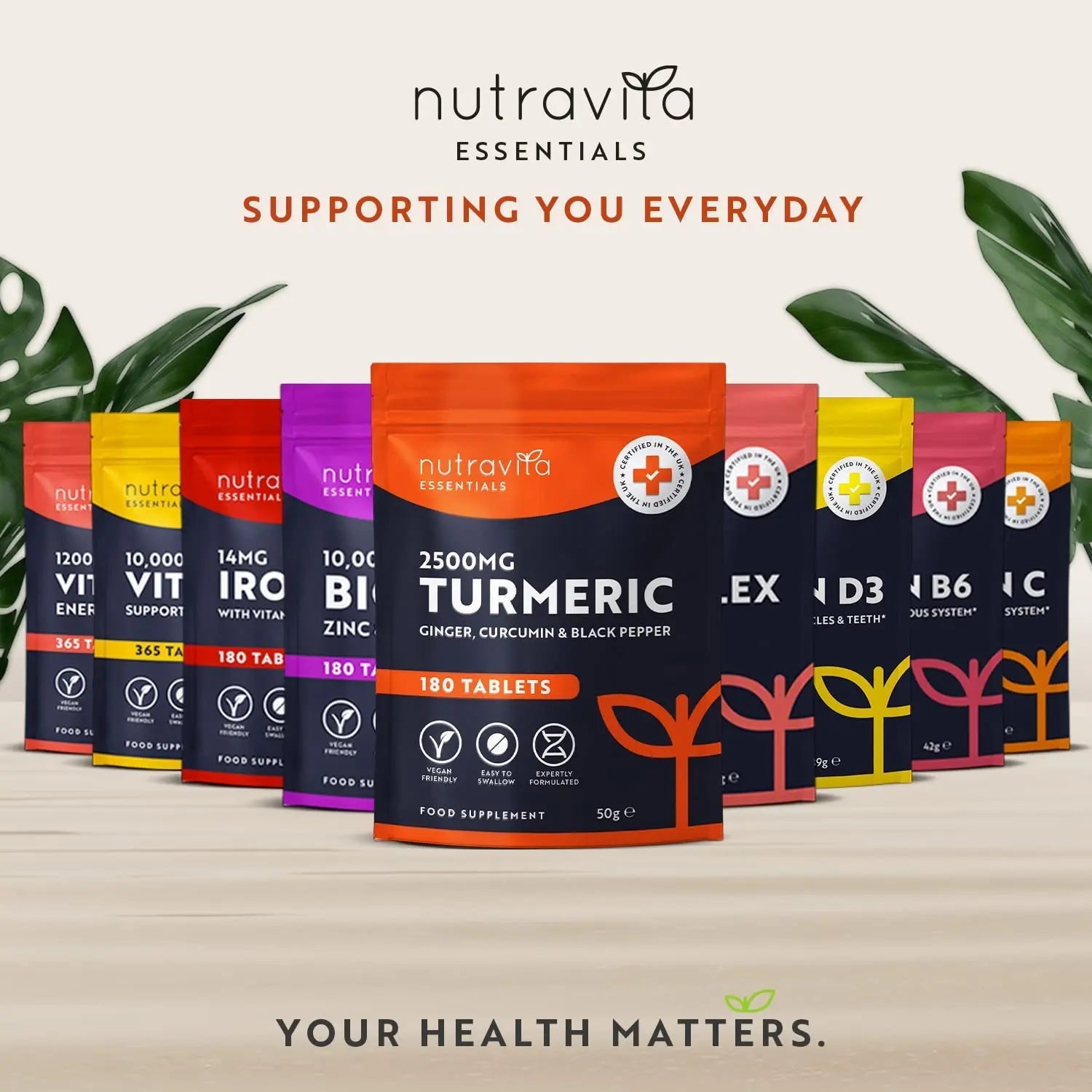 Nutravita Turmeric Tablets 2500mg with Black Pepper & Ginger - 180 High Strength Tumeric - TrustMedUSA