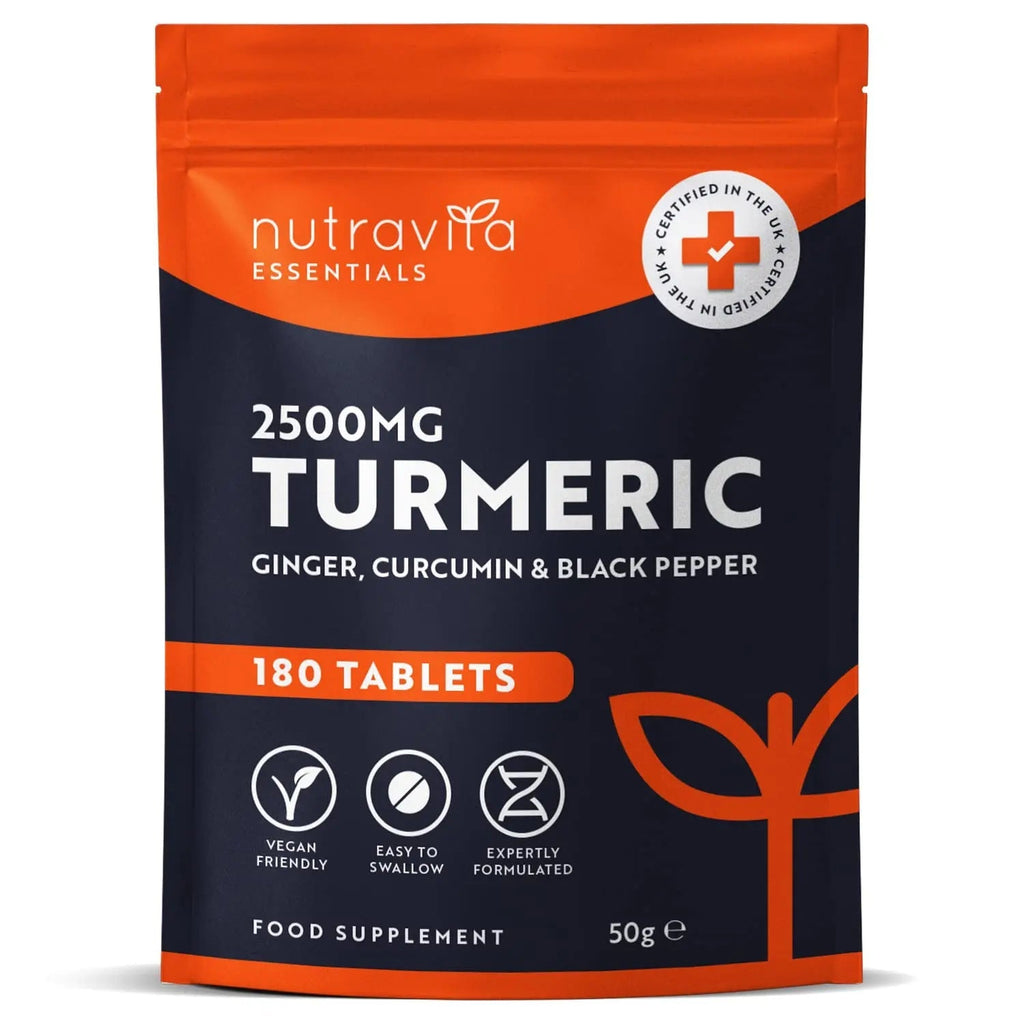 Nutravita Turmeric Tablets 2500mg with Black Pepper & Ginger - 180 High Strength Tumeric - TrustMedUSA