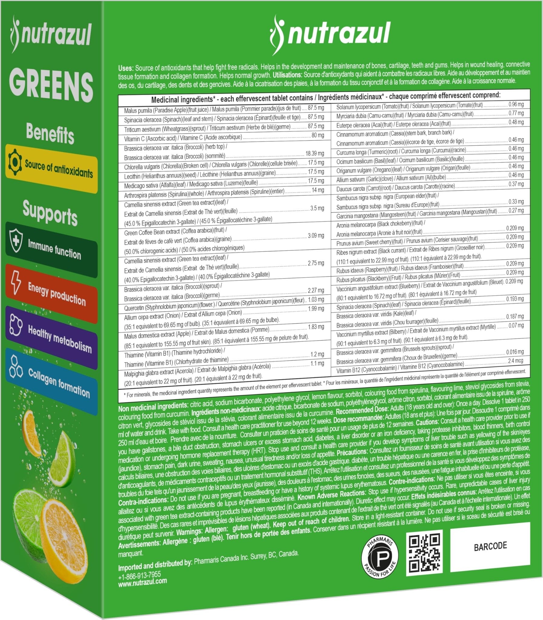 nutrazul Greens Effervescent Tablets - Daily Super Greens Supplement with 29 Superfoods - Antioxidant & Immune Support - Lemon Lime Flavor - Non-GMO - 30 Tablets - TrustMedUSA