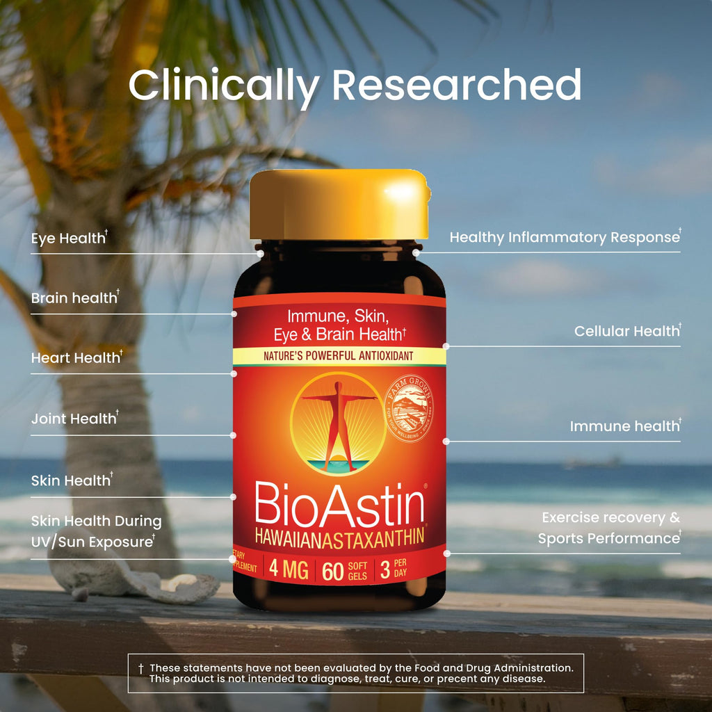 Nutrex Hawaii BioAstin Hawaiian Astaxanthin - 4mg, 60 Softgels - Farm-Direct Premium Antioxidant Supplement to Support Eye, Skin, Joint & Immune System Health - Non-GMO & Gluten-Free - Maple Wellness Supplements