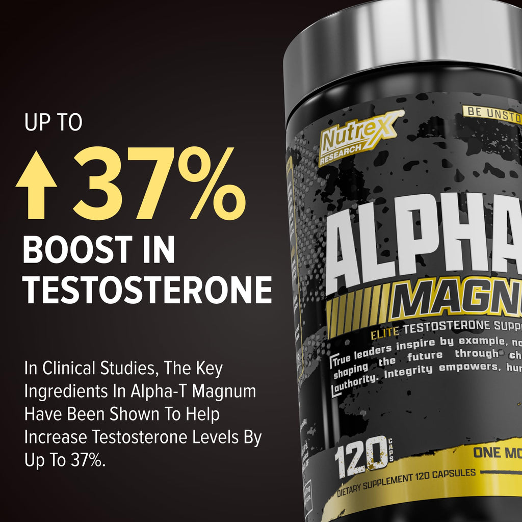 Nutrex Research Alpha-T Magnum Testosterone Support for Men | Anabolic Supplement with Tongkat Ali, Fadogia Agrestis, Shilajit and Ashwagandha | Muscle Builder for Strength, Growth & Hormone Balance - TrustMedUSA