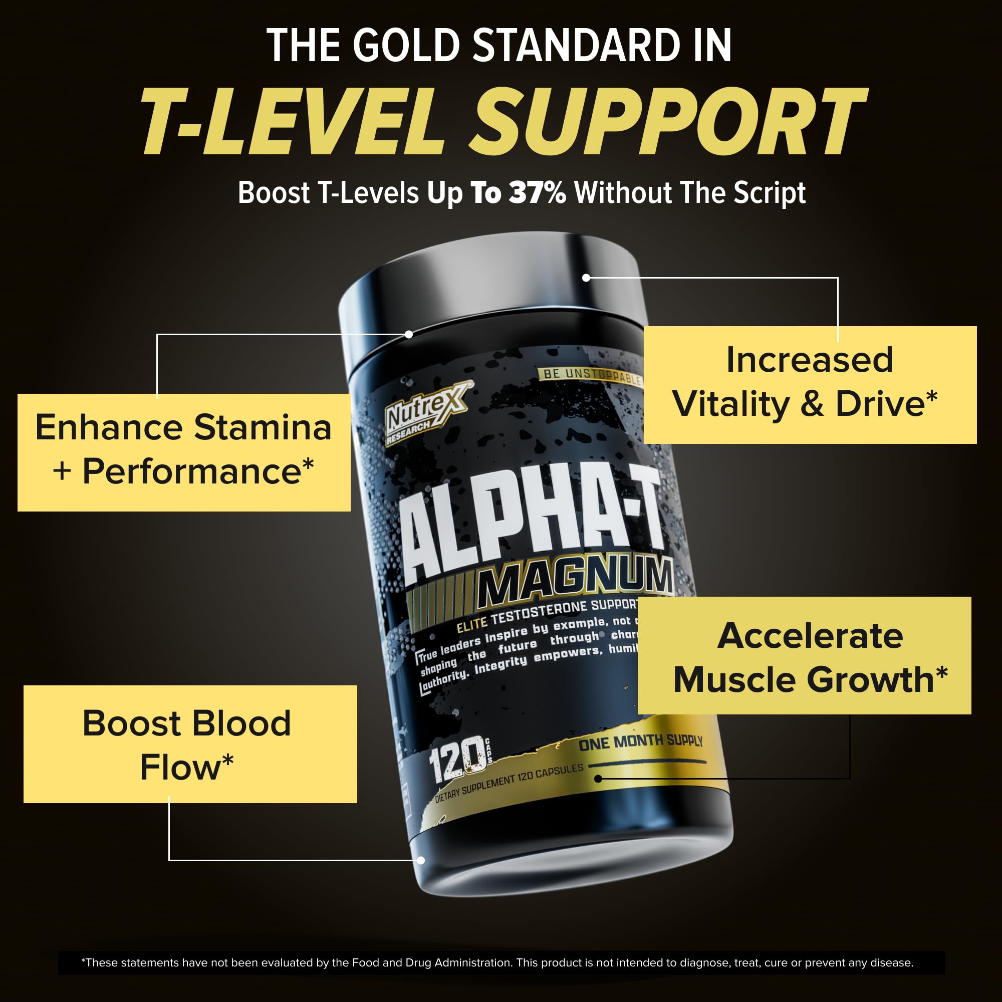 Nutrex Research Alpha-T Magnum Testosterone Support for Men | Anabolic Supplement with Tongkat Ali, Fadogia Agrestis, Shilajit and Ashwagandha | Muscle Builder for Strength, Growth & Hormone Balance - TrustMedUSA