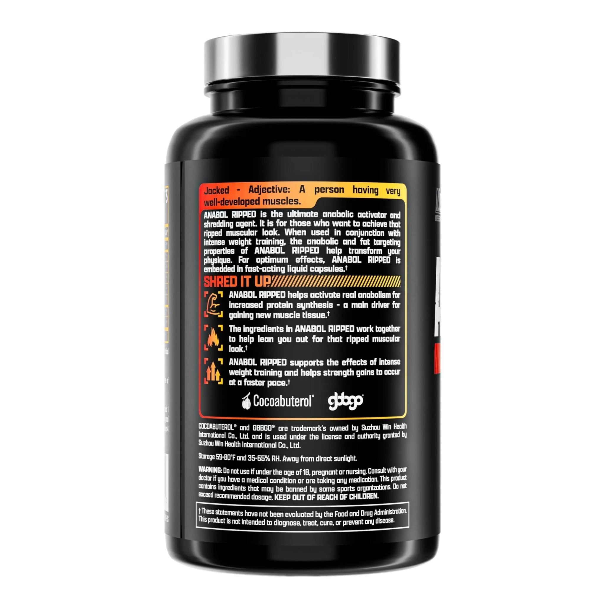 Nutrex Research Anabol Ripped Anabolic Muscle Builder for Men, 2-in-1 Muscle Builder and Shredding Supplement, (60 Count) - TrustMedUSA