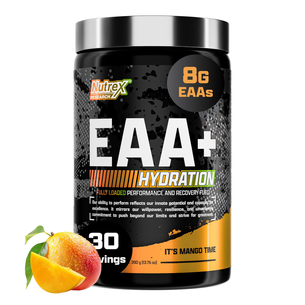 Nutrex Research EAA Hydration | EAAs + BCAA Powder | Muscle Recovery, Strength, Muscle Building, Endurance | 8G Essential Amino Acids + Electrolytes | 30 Servings It's Mango Time - TrustMedUSA