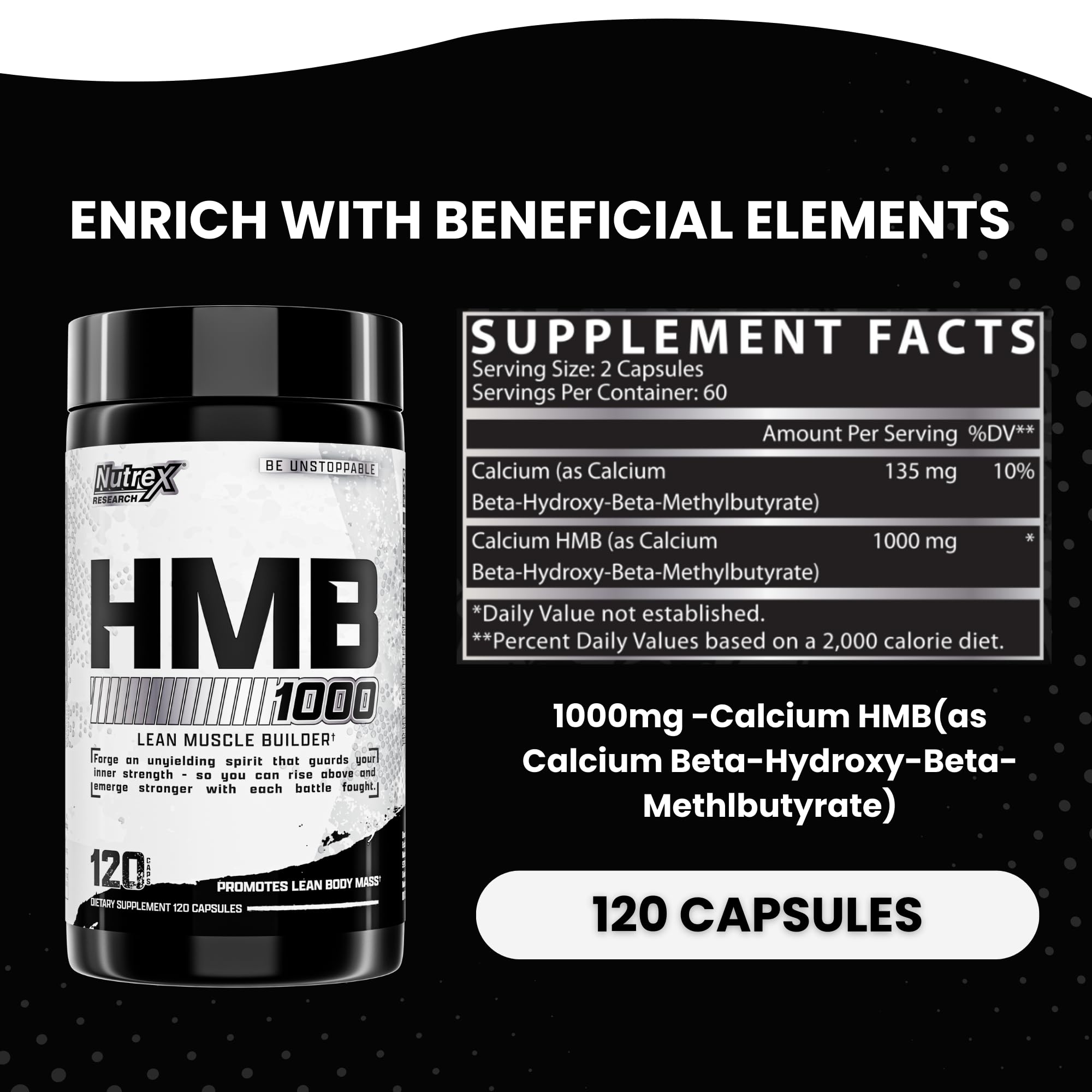 Nutrex Research HMB 1000 MG | Supports Muscle Recovery, Reduce Skeletal Muscle Damage, Increased Strength, Prevent Muscle Loss | 120 Capsules - Maple Wellness Supplements