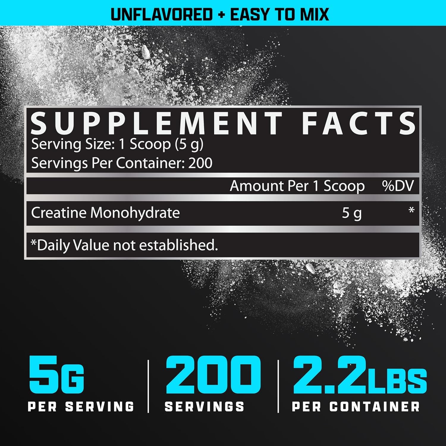 Nutrex Research Micronized Creatine Monohydrate Powder - 200 Servings (1KG) Pure, Unflavored Creatine Monohydrate Supplement for Muscle Gain, Strength and Performance, 5G Per Serv (2.2lbs) - Maple Wellness Supplements