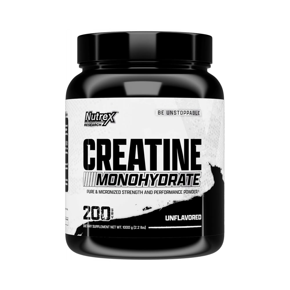 Nutrex Research Micronized Creatine Monohydrate Powder - 200 Servings (1KG) Pure, Unflavored Creatine Monohydrate Supplement for Muscle Gain, Strength and Performance, 5G Per Serv (2.2lbs) - Maple Wellness Supplements