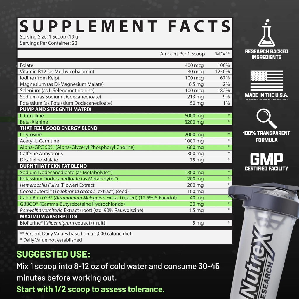 Nutrex Research Outlift Burn Thermogenic Pre Workout Powder, 2 in 1 Performance - TrustMedUSA