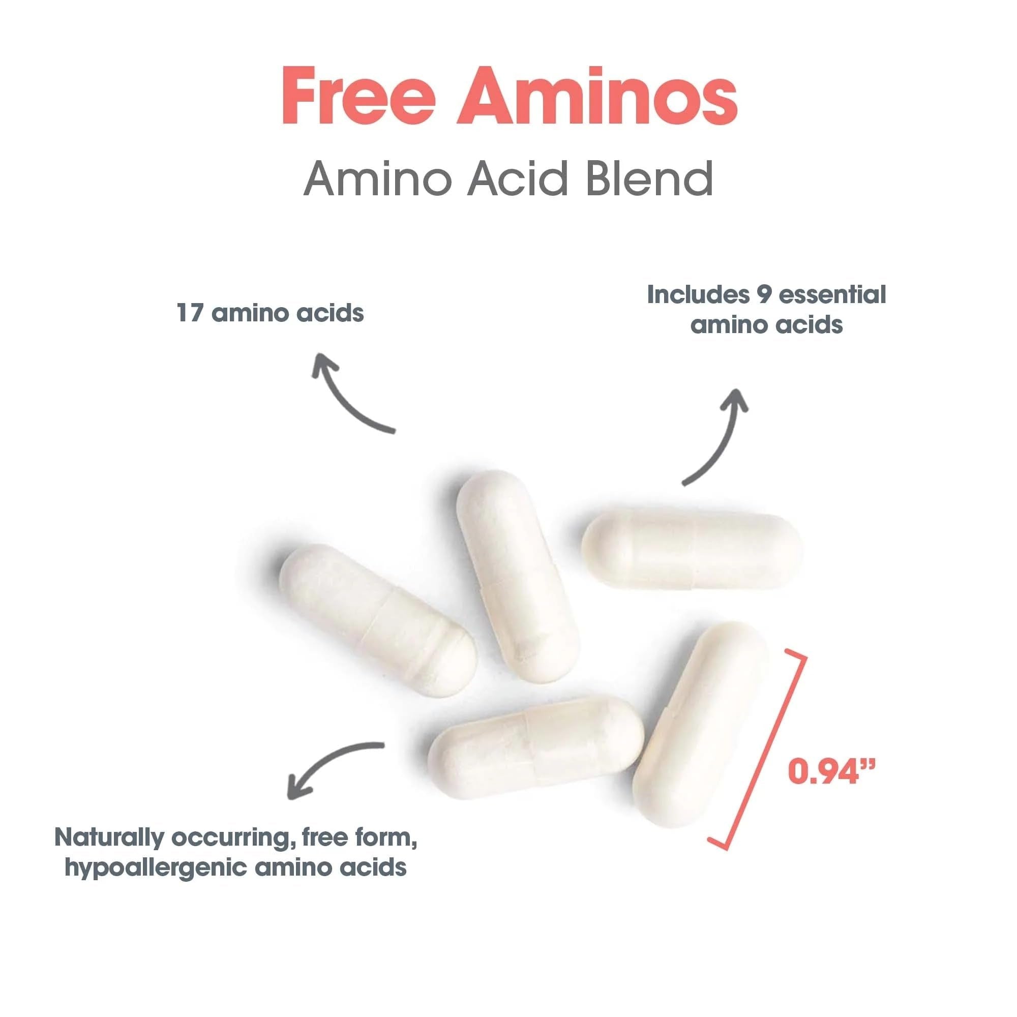 Nutricology Free Aminos Supplement - Essential Amino Acids Complex, Lean Muscle Mass Support, Vegetarian Capsules - 100 Count - TrustMedUSA