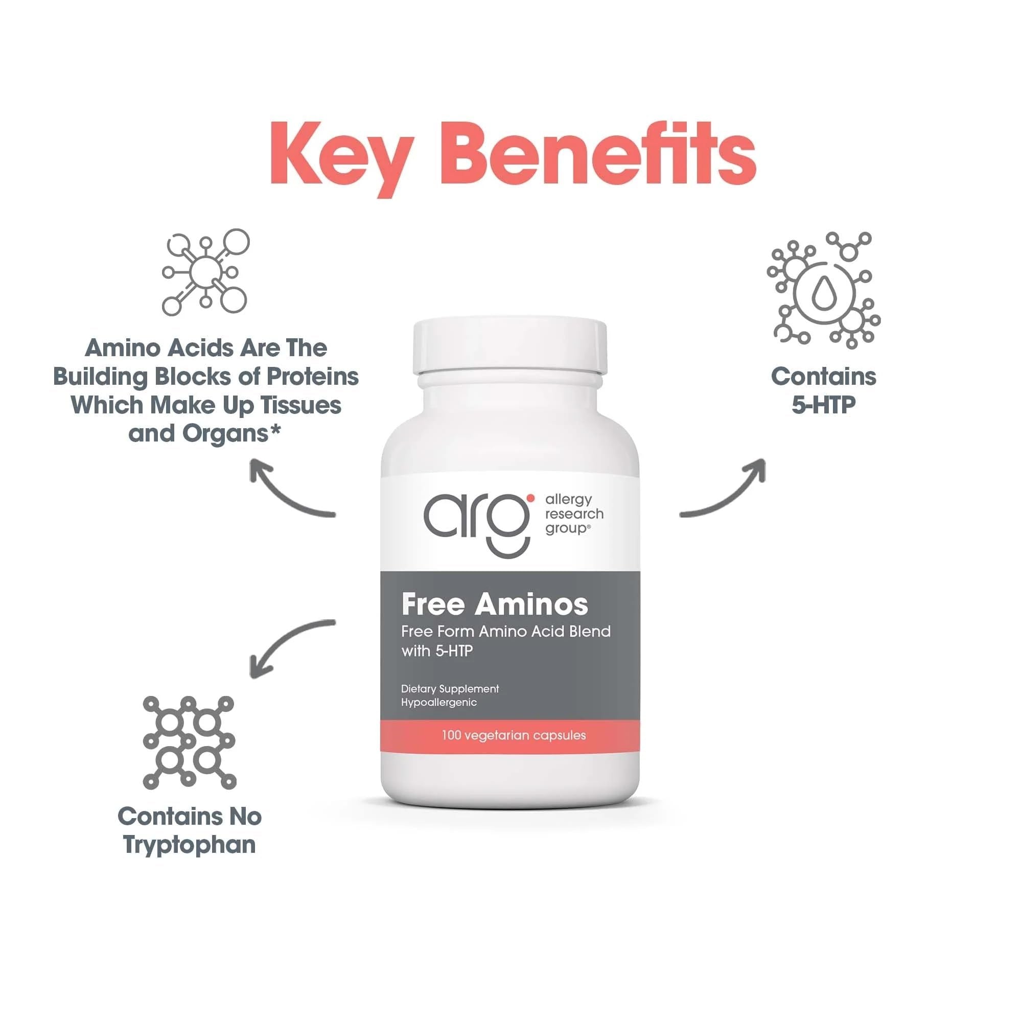 Nutricology Free Aminos Supplement - Essential Amino Acids Complex, Lean Muscle Mass Support, Vegetarian Capsules - 100 Count - TrustMedUSA