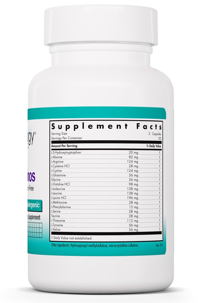 Nutricology Free Aminos Supplement - Essential Amino Acids Complex, Lean Muscle Mass Support, Vegetarian Capsules - 100 Count - TrustMedUSA