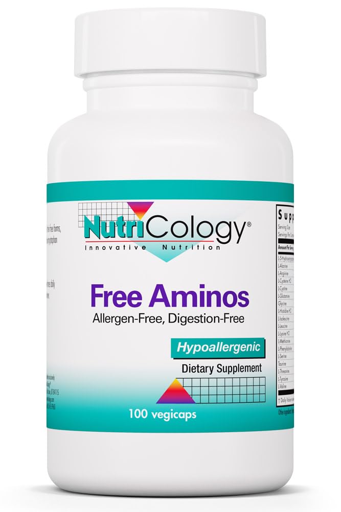 Nutricology Free Aminos Supplement - Essential Amino Acids Complex, Lean Muscle Mass Support, Vegetarian Capsules - 100 Count - TrustMedUSA