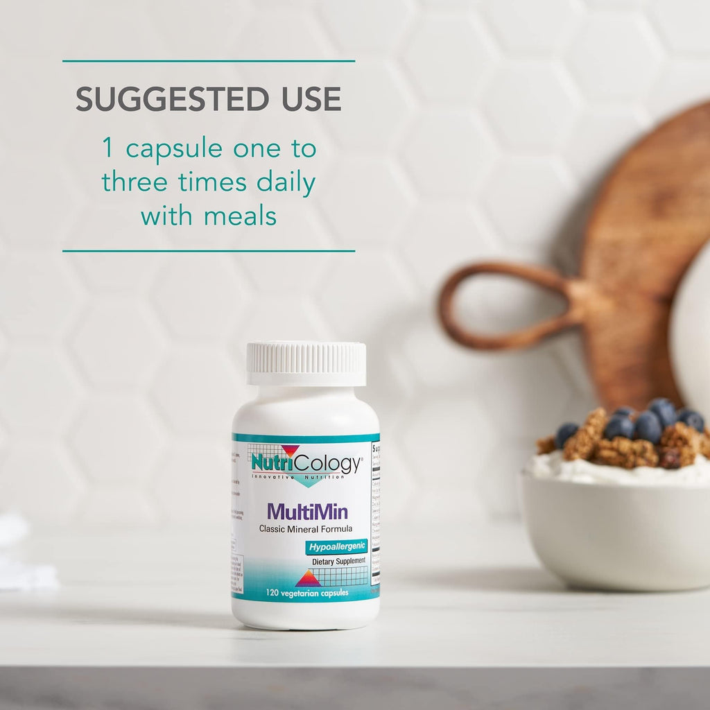 NutriCology MultiMin - Essential Mineral Blend with Macro Trace & Ultra Trace Minerals - Supports Mineral Balance Absorption & Cellular Function - 120 Servings - 120 Vegetarian Capsules - TrustMedUSA