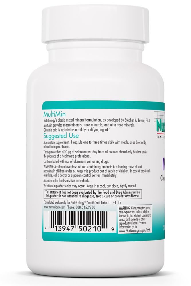 NutriCology MultiMin - Essential Mineral Blend with Macro Trace & Ultra Trace Minerals - Supports Mineral Balance Absorption & Cellular Function - 120 Servings - 120 Vegetarian Capsules - TrustMedUSA