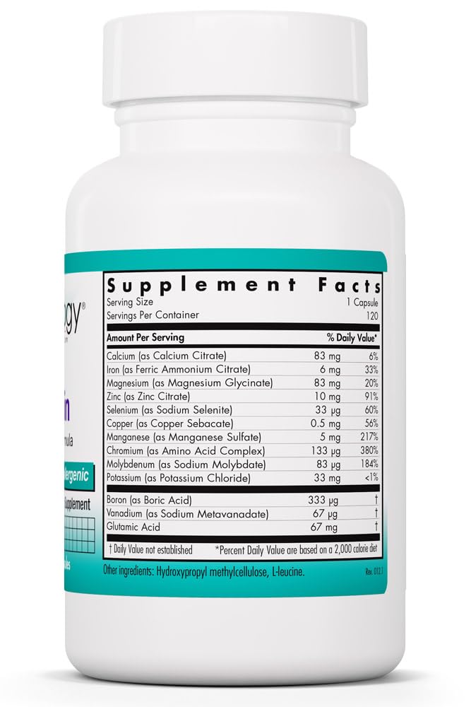 NutriCology MultiMin - Essential Mineral Blend with Macro Trace & Ultra Trace Minerals - Supports Mineral Balance Absorption & Cellular Function - 120 Servings - 120 Vegetarian Capsules - TrustMedUSA