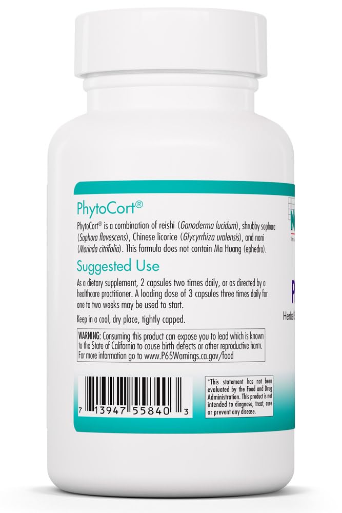 Nutricology PhytoCort Supplement - Respiratory Support, Lung Health, Lung Detox, Lung Cleanse, Healthy Breathing, Herbal Support, Reishi, Licorice, Noni, Vegetarian Capsules - 120 Count - TrustMedUSA