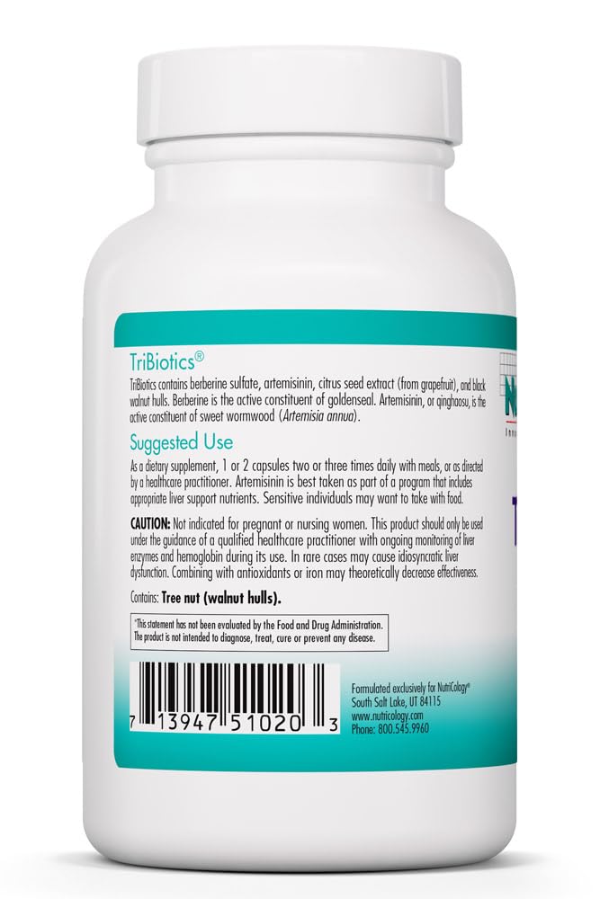 Nutricology TriBiotics - Berberine Artemisinin Botanical Blend - Gastrointestinal Support - Hypoallergenic - 45 Servings - 90 Capsules - TrustMedUSA