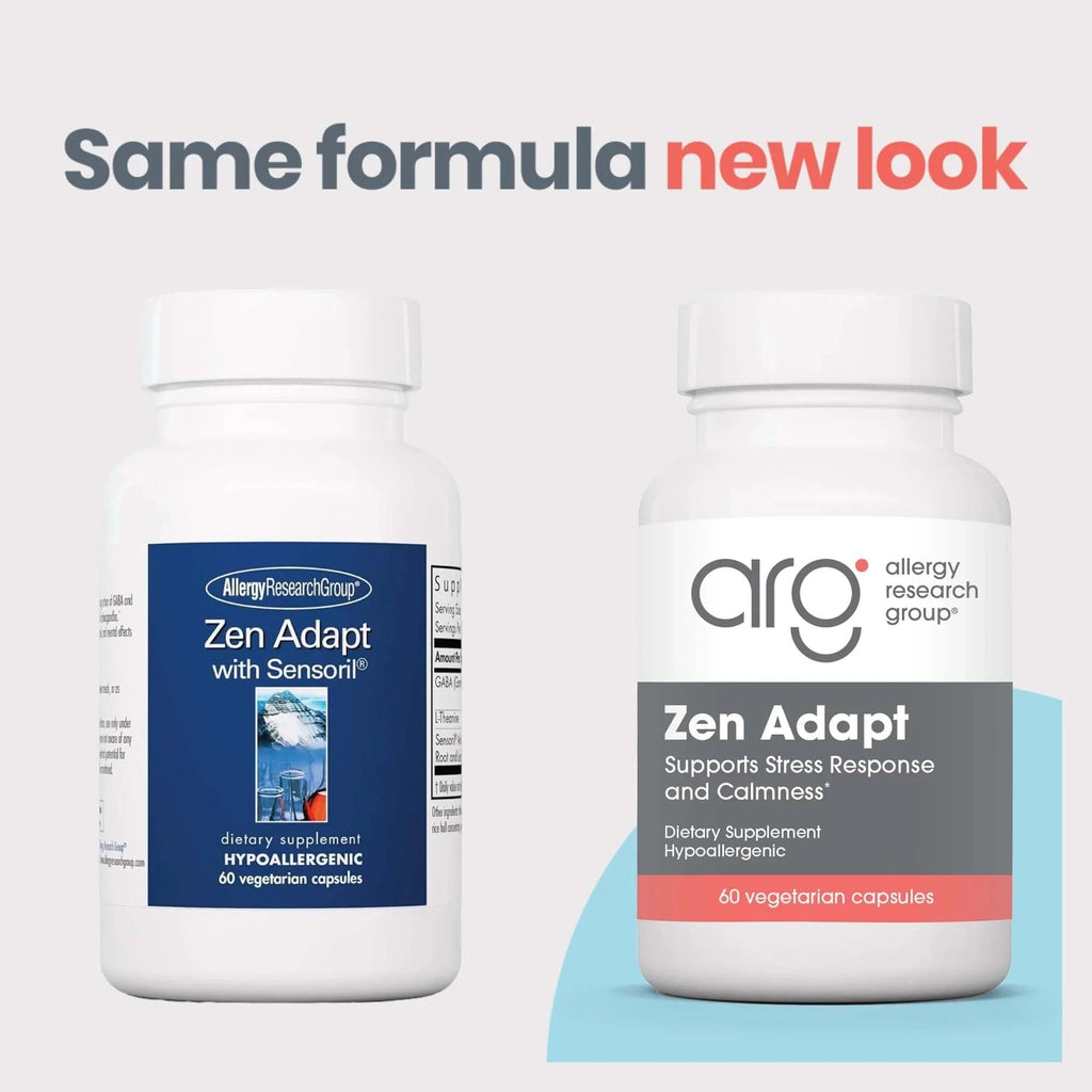 NutriCology ZenMind Adapt - 200 mg L-Theanine, 125 mg Ashwagandha & 550 mg GABA - Supports Stress Response and Calmness - Vegetarian Capsules - Hypoallergenic Formula - 30 Servings - 60 Capsules - TrustMedUSA