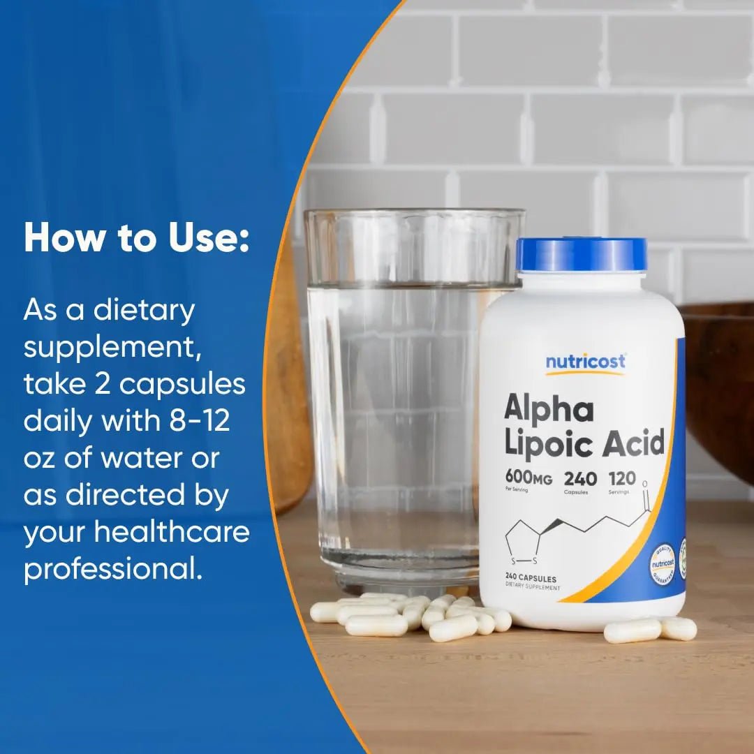 Nutricost Alpha Lipoic Acid 600mg Per Serving, 240 Capsules - Gluten Free, Vegetarian Capsules, Soy Free & Non-GMO - TrustMedUSA