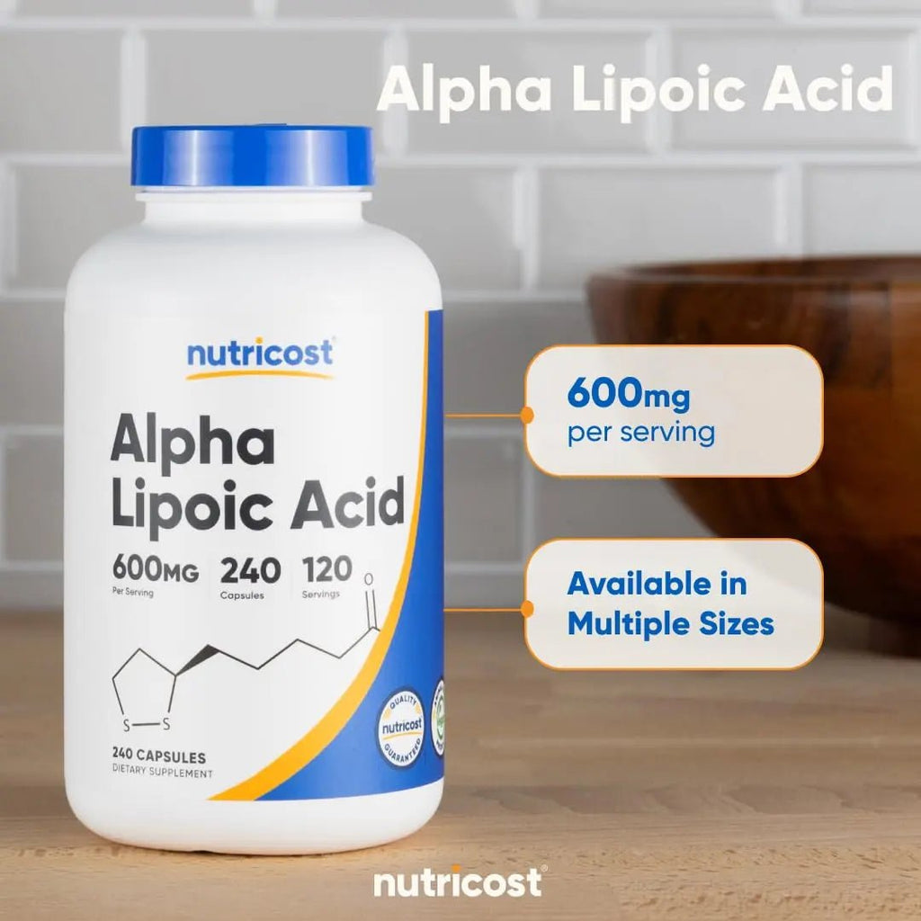 Nutricost Alpha Lipoic Acid 600mg Per Serving, 240 Capsules - Gluten Free, Vegetarian Capsules, Soy Free & Non-GMO - TrustMedUSA