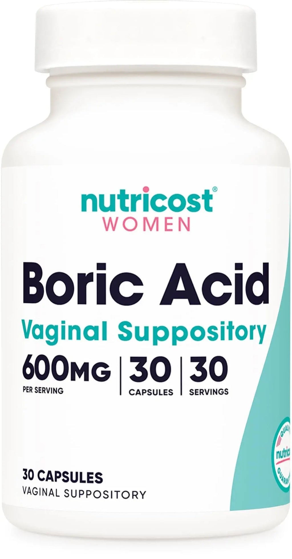 Nutricost Boric Acid 600mg, 30 Capsules - Vaginal Suppository - Non-GMO - for Women - TrustMedUSA