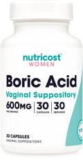 Nutricost Boric Acid 600mg, 30 Capsules - Vaginal Suppository - Non-GMO - for Women - TrustMedUSA