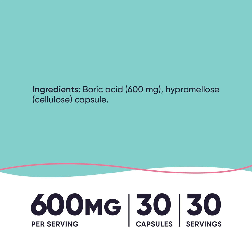 Nutricost Boric Acid 600mg, 30 Capsules - Vaginal Suppository - Non-GMO - for Women - TrustMedUSA