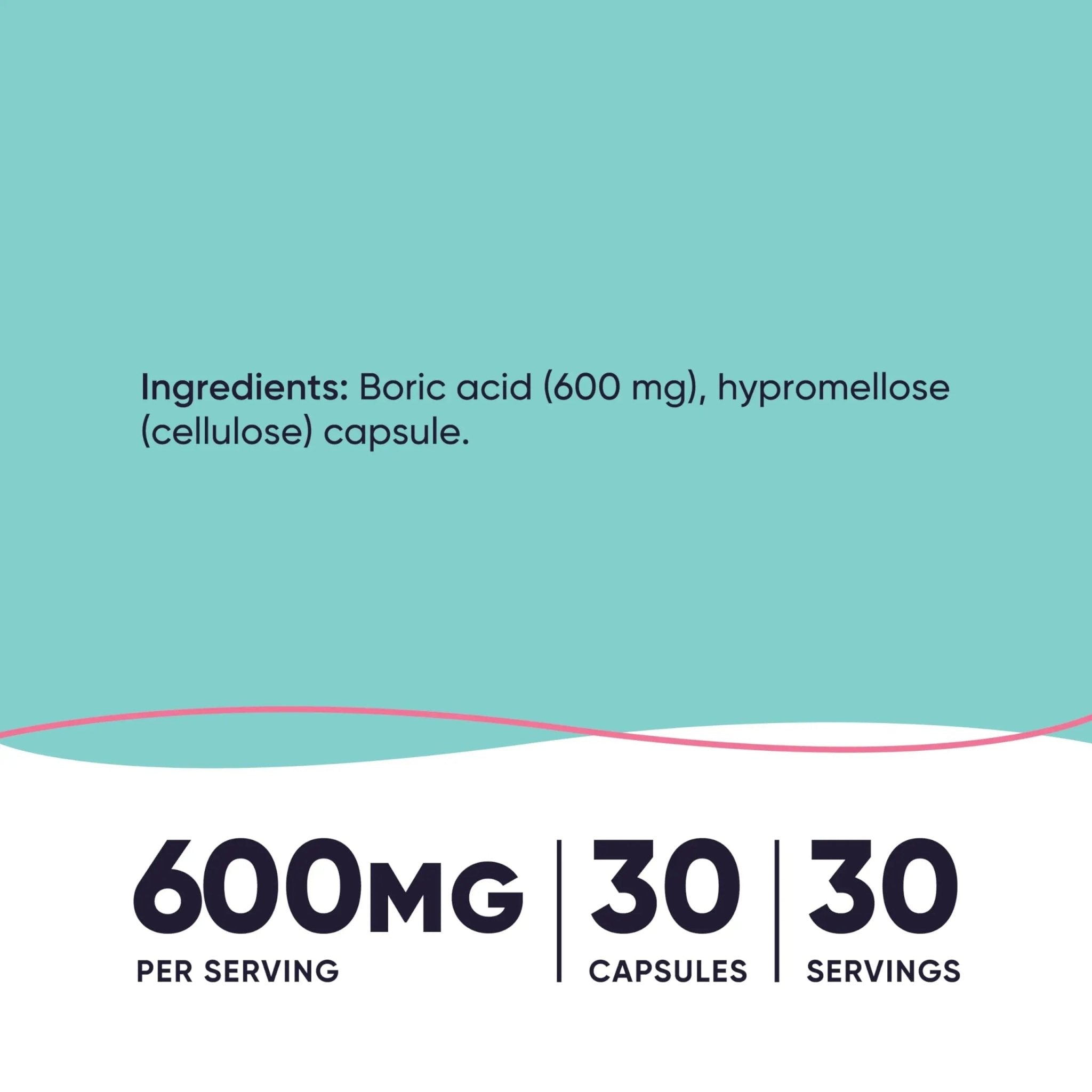 Nutricost Boric Acid 600mg, 30 Capsules - Vaginal Suppository - Non-GMO - for Women - TrustMedUSA