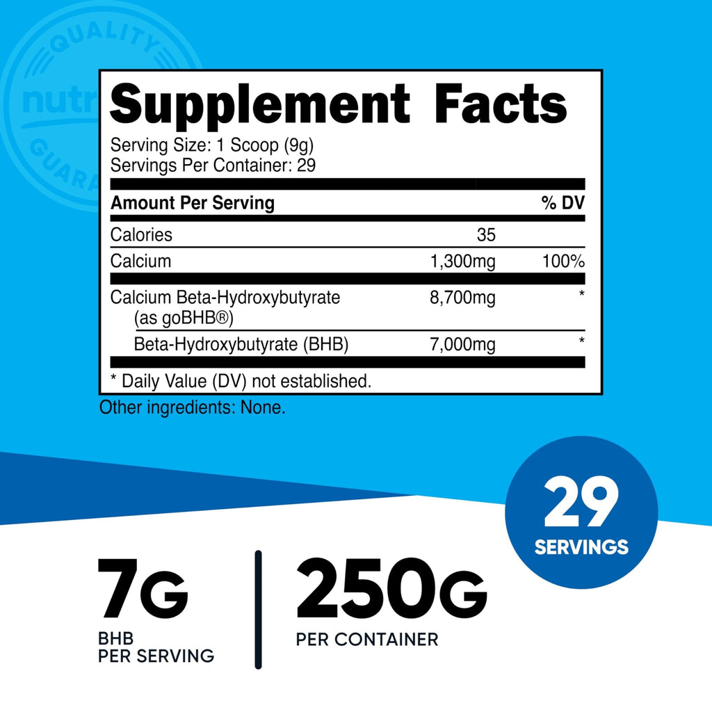 Nutricost Calcium BHB (250g) Unflavored - Calcium Ketone Salt - Non-GMO Gluten-Free - TrustMedUSA