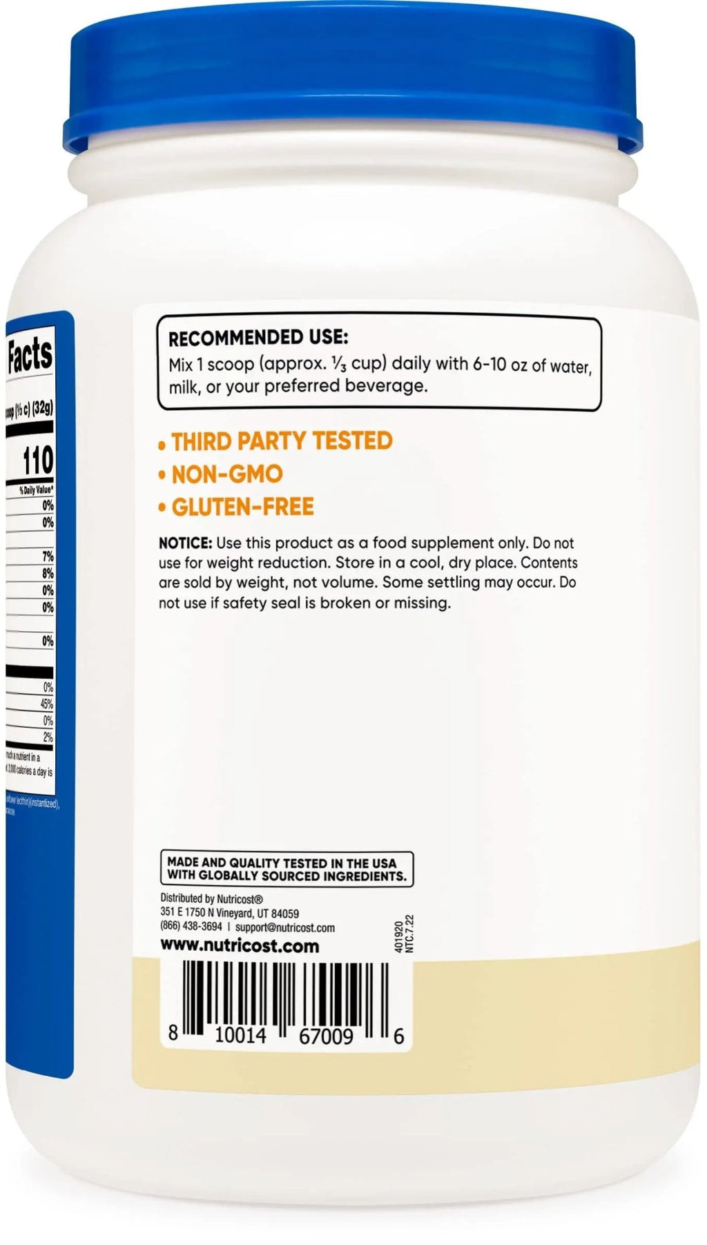 Nutricost Casein Protein Powder 2lb Vanilla - Micellar Casein, Gluten Free, Non-GMO - TrustMedUSA
