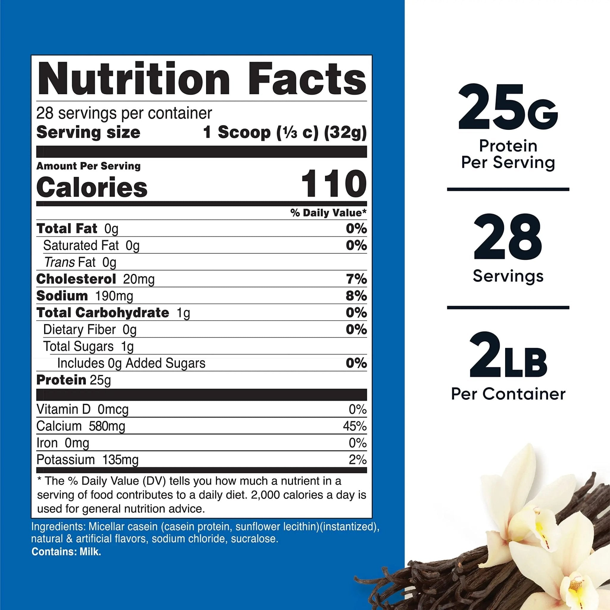 Nutricost Casein Protein Powder 2lb Vanilla - Micellar Casein, Gluten Free, Non-GMO - TrustMedUSA