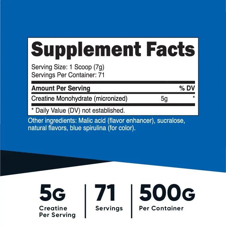 Nutricost Creatine Monohydrate Powder (Blue Raspberry), 500 Grams (1.1 LBS) - TrustMedUSA
