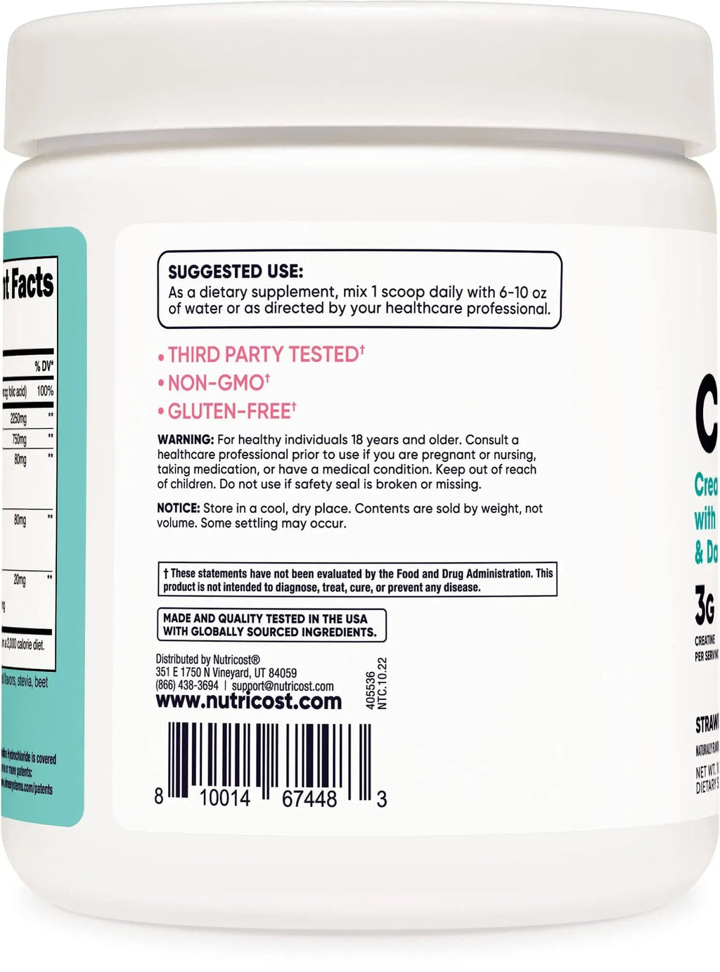 Nutricost Creatine Monohydrate Powder for Women, Micronized, Strawberry Lemonade - TrustMedUSA