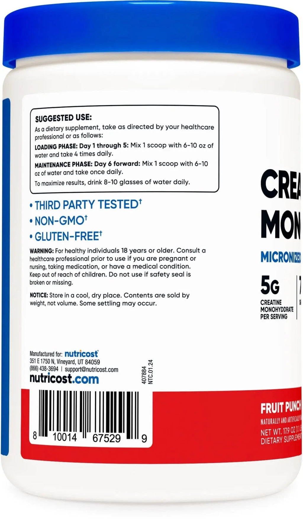 Nutricost Creatine Monohydrate Powder (Fruit Punch, 500 Gram) - TrustMedUSA