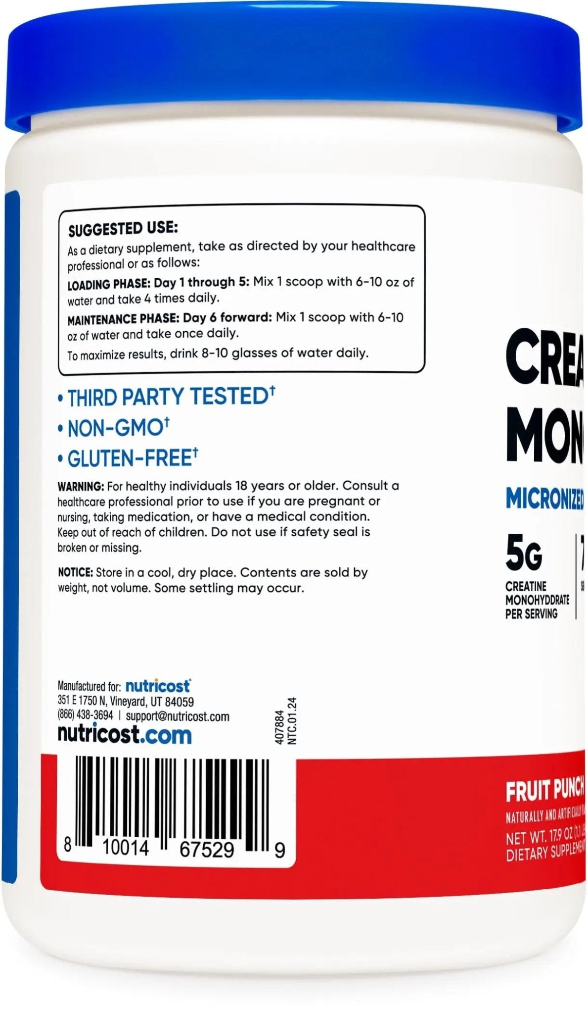 Nutricost Creatine Monohydrate Powder (Fruit Punch, 500 Gram) - TrustMedUSA