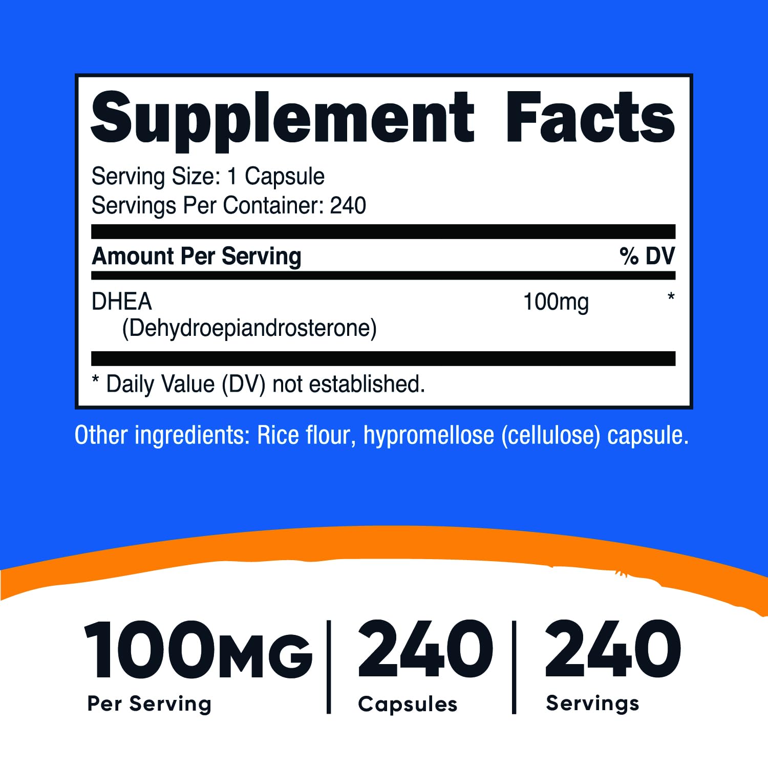 Nutricost DHEA 100mg, 240 Capsules - Gluten Free, Soy Free, Non-GMO, Supplement - TrustMedUSA