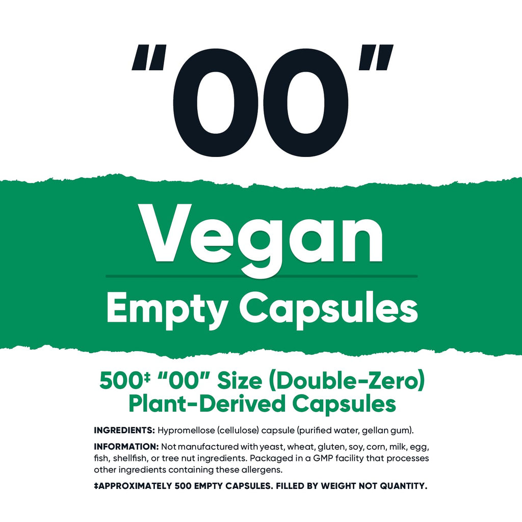 Nutricost Empty Capsules Size 00 Vegan - 500 Clear Empty Plant-Based Capsules - Kosher Certified, Halal Certified, Non-GMO, Soy Free, Gluten Free, Vegetarian - TrustMedUSA