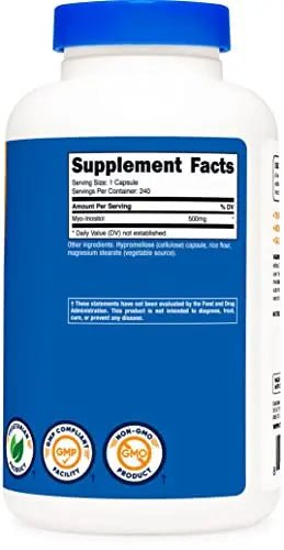 Nutricost Inositol Capsules 500mg, 240 Capsules - Veggie Capsules, Non-GMO, Gluten - TrustMedUSA