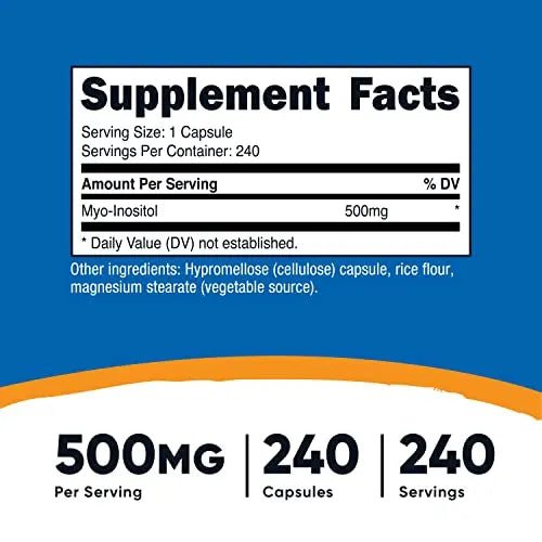 Nutricost Inositol Capsules 500mg, 240 Capsules - Veggie Capsules, Non-GMO, Gluten - TrustMedUSA