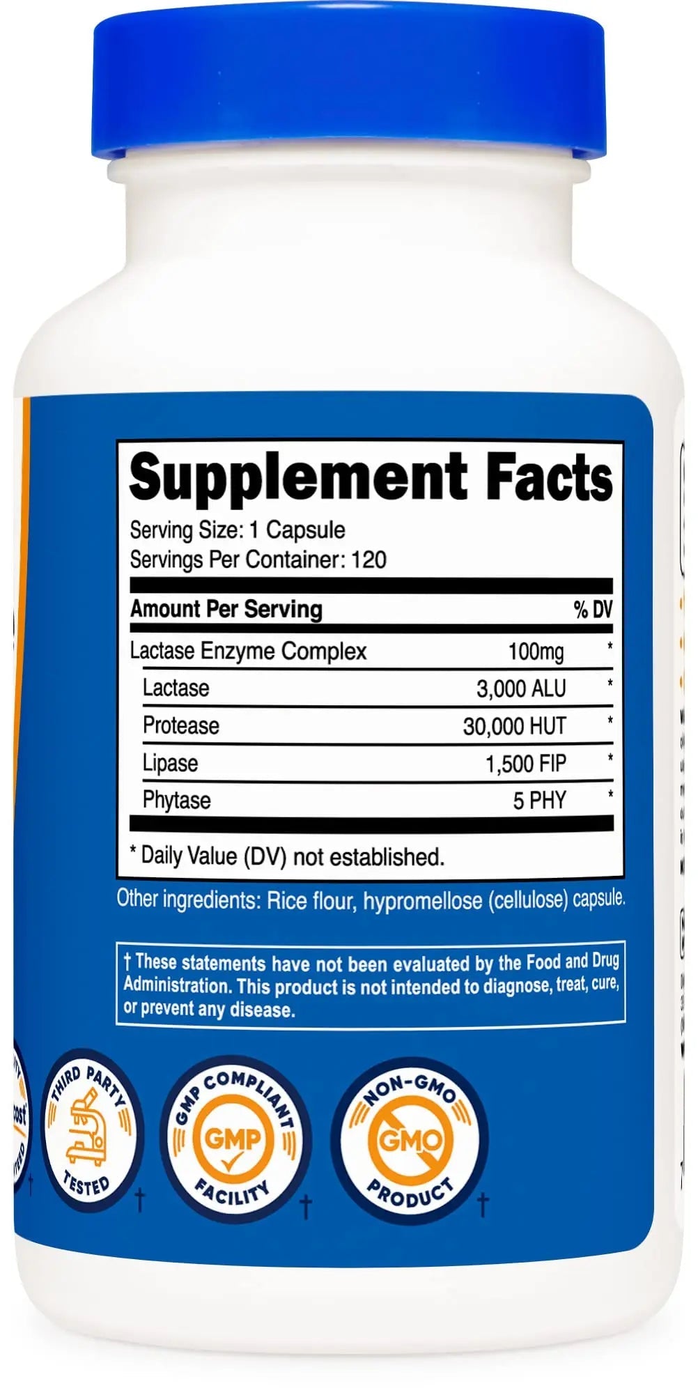 Nutricost Lactase Enzyme Complex 3,000 FCC ALU, 120 Vegetarian Capsules - Non-GMO - TrustMedUSA