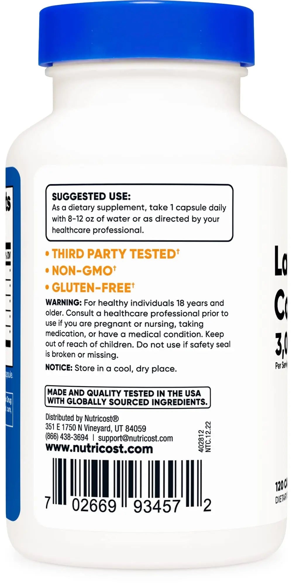 Nutricost Lactase Enzyme Complex 3,000 FCC ALU, 120 Vegetarian Capsules - Non-GMO - TrustMedUSA