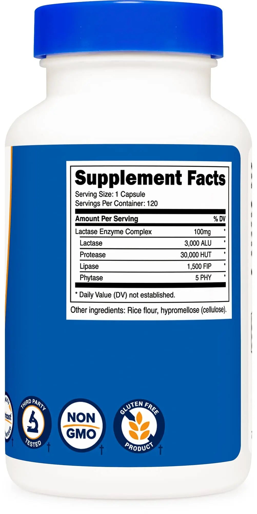 Nutricost Lactase Enzyme Complex 3,000 FCC ALU, 120 Veggie Capsules - Non-GMO - TrustMedUSA