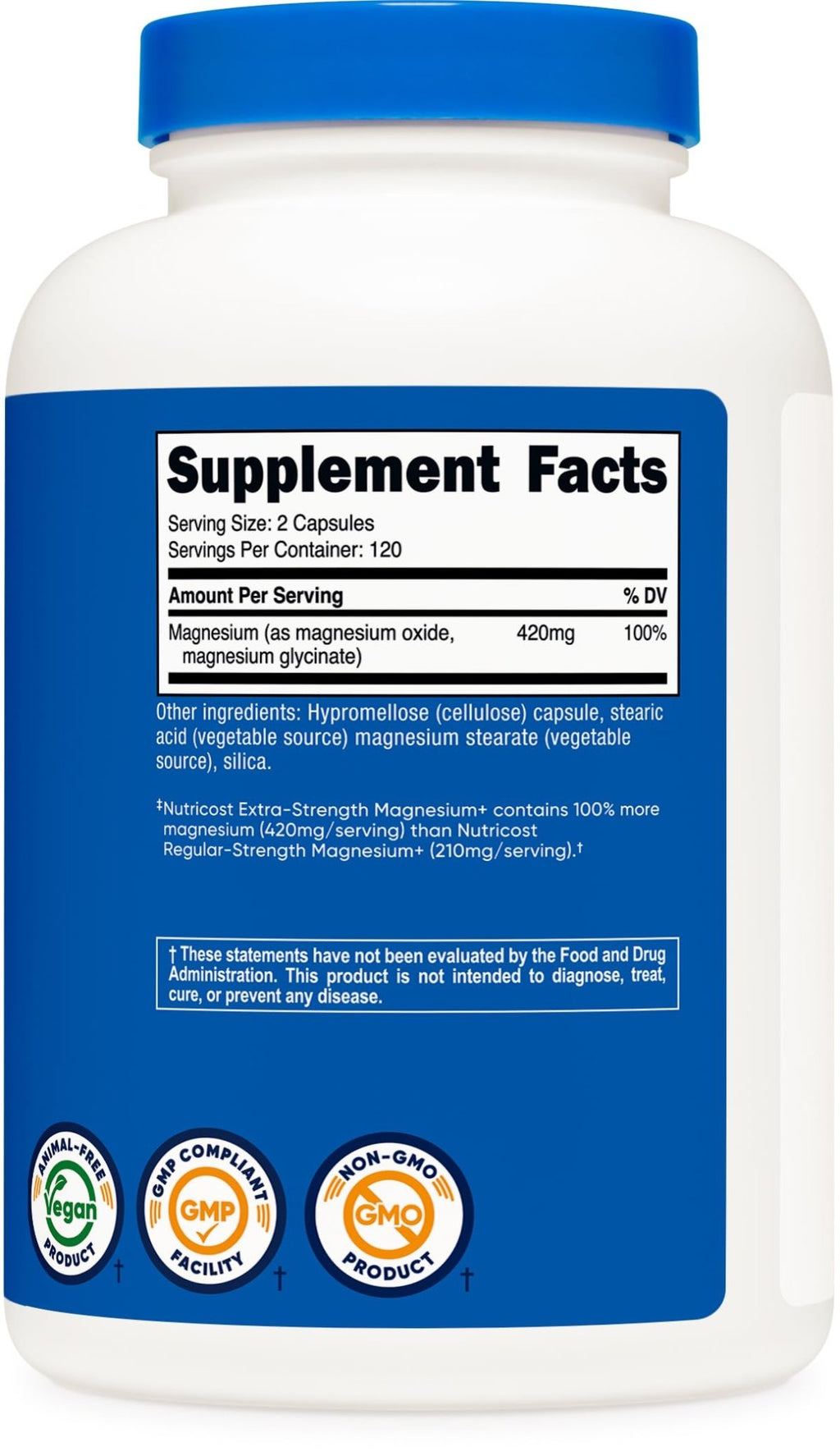 Nutricost Magnesium+ Extra Strength 420mg, 240 Capsules - 120 Servings. Magnesium Oxide and Glycinate - Non-GMO, Gluten Free, Vegan Friendly - TrustMedUSA