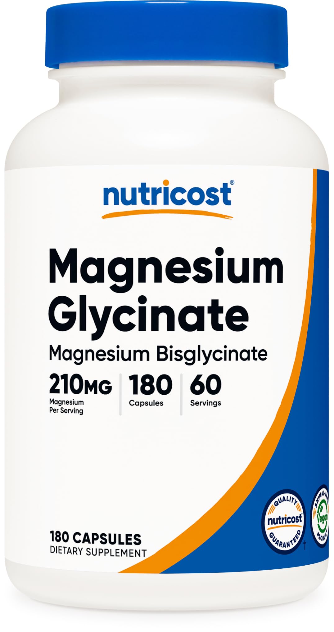 Nutricost Magnesium Glycinate Capsules (180 Capsules, 210 mg Per Serving) - Magnesium Glycinate Supplement for Gentle Absorption - TrustMedUSA