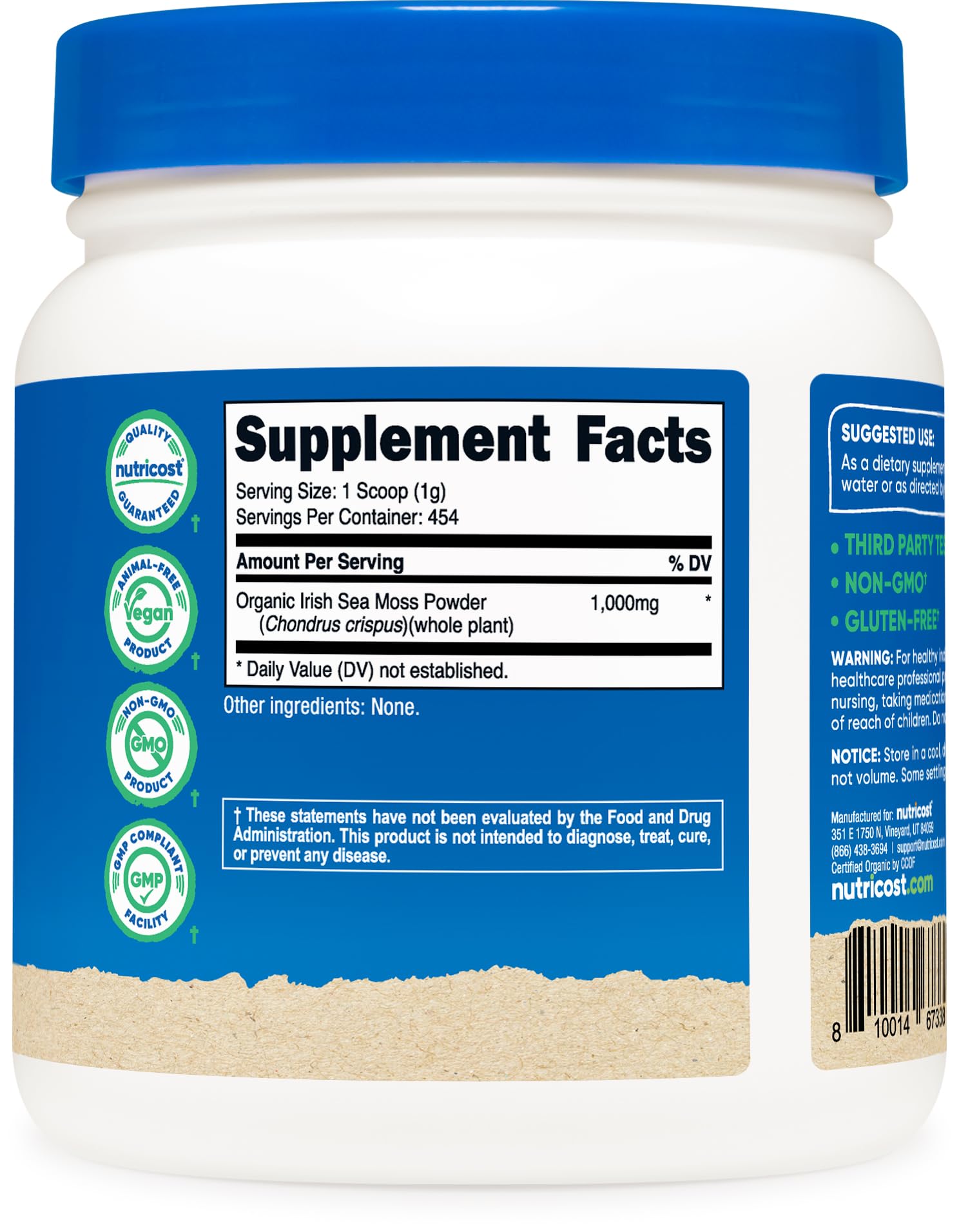 Nutricost Organic Irish Moss Powder (1 LB) - Gluten Free, Non-GMO, Vegetarian Friendly - TrustMedUSA