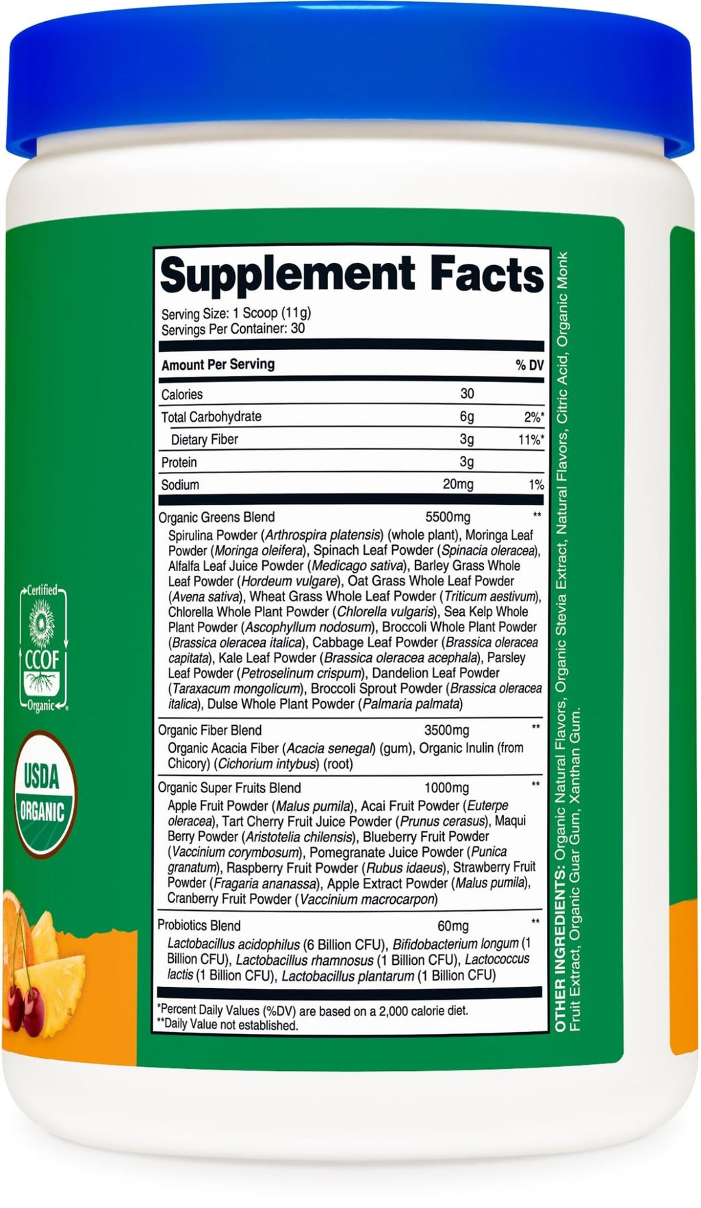Nutricost Organic Super Greens Powder (30 Servings) Orange Sunrise Flavor - Superfood Supplement Drink Mix - TrustMedUSA