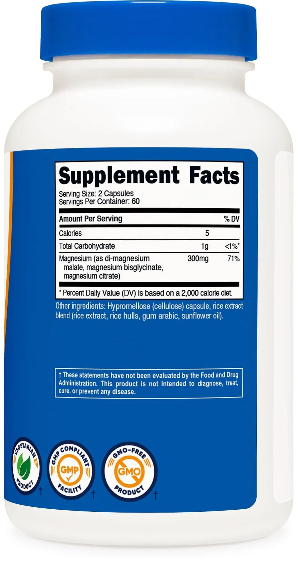Nutricost Triple Magnesium Complex (300mg, 120 Capsules) - from Di-Magnesium Malate, Bisglycinate and Citrate, 60 Servings - TrustMedUSA